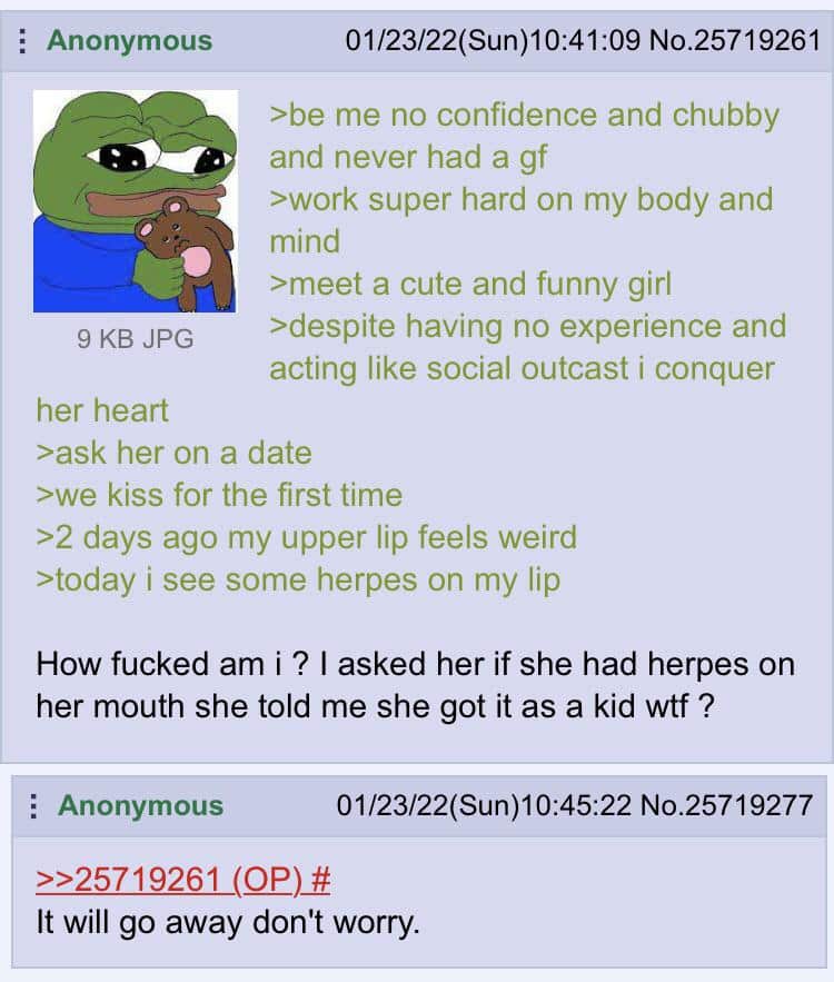 Anon gets herpes : r/greentext