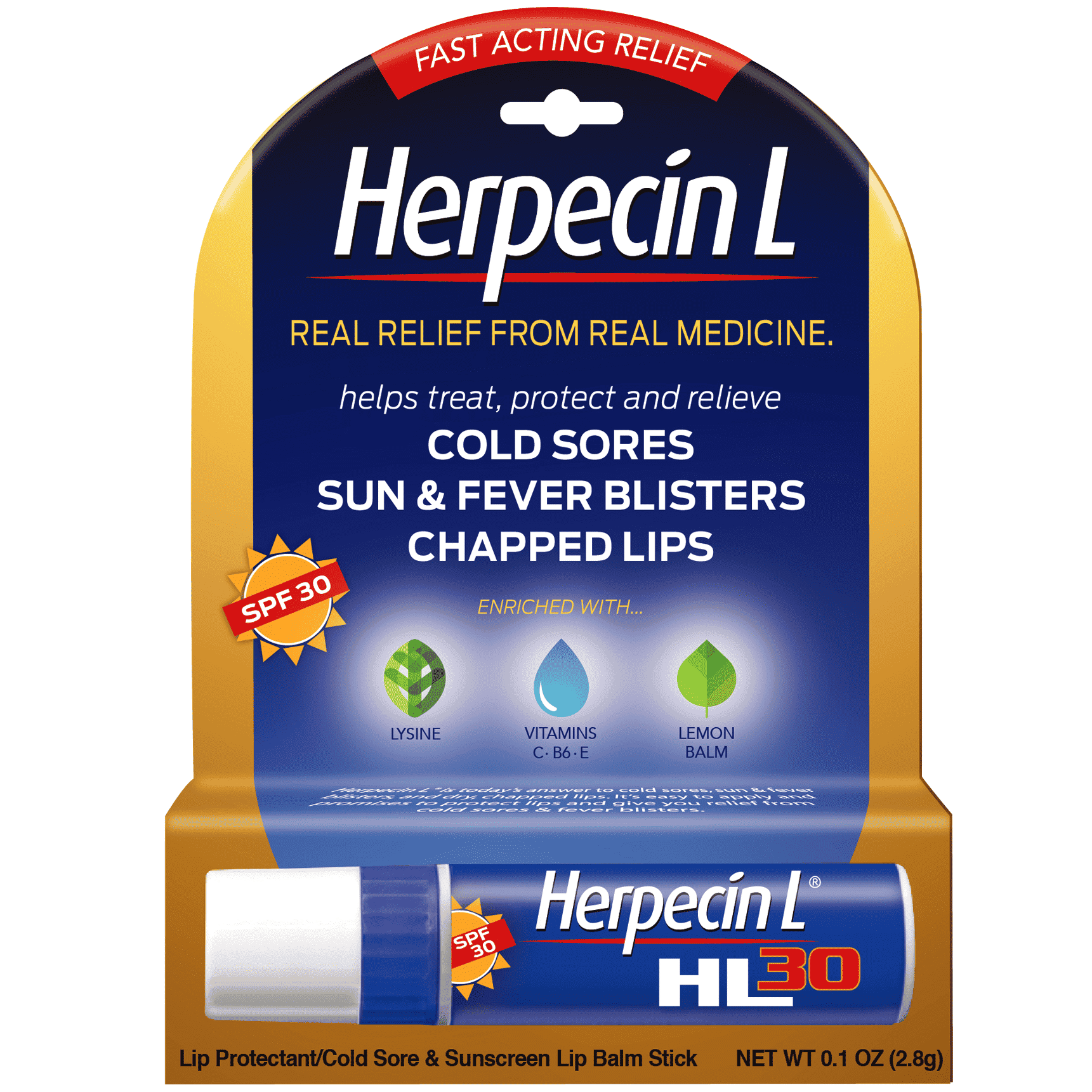 Herpecin L Cold Sore and Sunscreen Lip Balm Stick, 0.1 oz