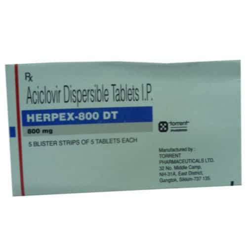 Herpex DT Acyclovir 800 mg Tablet, Price from Rs.223.40/unit onwards ...